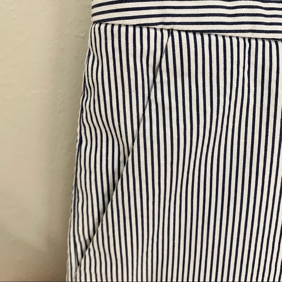 CYNTHIA STEFFE Seersucker Striped Cuffed Shorts 4” Cotton Blend Blue and White - Picture 10 of 15